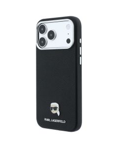 KARL LAGERFELD case for IPHONE 18 Pro Max/ 17 Pro Max compatible with MagSafe (Grained Karl Head Metal) black
