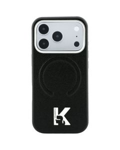 KARL LAGERFELD case for IPHONE 18 Pro Max/17 Pro Max compatible with MagSafe (Grained Embossed Ring & Kameo Logo) black