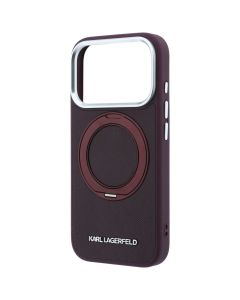 KARL LAGERFELD case for IPHONE 18 Pro/17 Pro compatible with MagSafe (Ring Stand 360 Saffiano Classic Logo) burgundy
