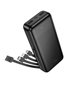 Powerbank Hoco 20000 mAh 2A with four built-in cables USB A + USB C+ Lightning + Micro USB J163A black