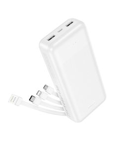 Powerbank Hoco 20000 mAh 2A with four built-in cables USB A + USB C+ Lightning + Micro USB J163A white