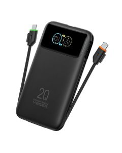 Powerbank Veger Fuerza 10 (W1212B) PD 20W 10000 mAh with built-in cables USB C / Lightning black