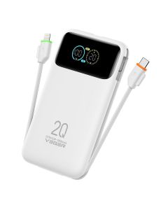 Powerbank Veger Fuerza 10 (W1212B) PD 20W 10000 mAh with built-in cables USB C / Lightning white