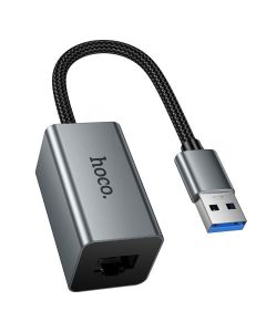 Adapter RJ45 (female) 100Mbp/s to USB A Hoco UA48 metal grey