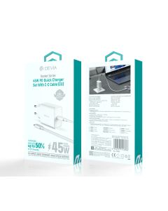 Rocket Series 45W PD Quick Charger Set With C-C Cable White