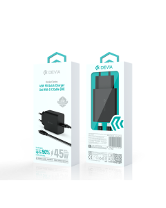 Rocket Series 45W PD Quick Charger Set With C-C Cable Black