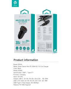 Devia Smart series mini PD 30W + QC 3.0 car charger