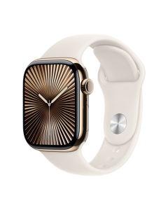 Watch Apple Watch Series 10 GPS + Cellular 46mm Gold Titanium Case with Sport Band M/L - Starlight