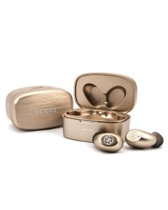 Bluetooth Earphones Stereo TWS GUESS V5.0 4H MUSIC TIME with docking station gold ( GUTWSJL4GGO )