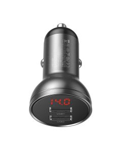 BASEUS car charger 2 x USB A with digital display 4 8A 24W CCBX-0G gray