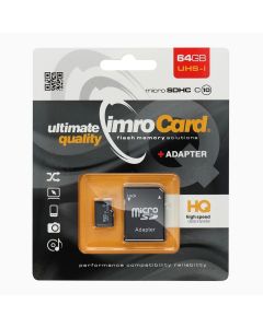 IMRO memory card microSD 64GB 100MB/s class 10 UHS I with adapter SD