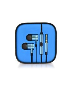 Wire earphones Jack 3 5 mm with microphone Mi metal box blue