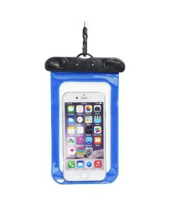 Waterproof bag for mobile phone with plastic closing blue