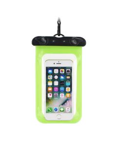 Waterproof bag for mobile phone with plastic closing green
