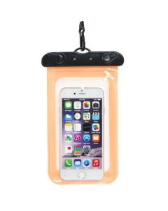 Waterproof bag for mobile phone with plastic closing orange