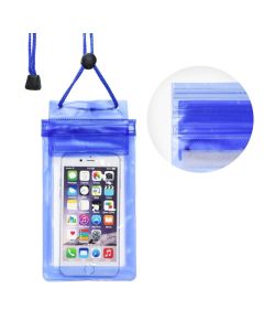 Waterproof bag for mobile phone with zipper closing blue