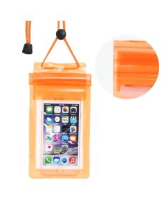 Waterproof bag for mobile phone with zipper closing orange