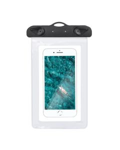 Waterproof bag for mobile phone with plastic closing white