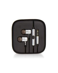 Wire earphones Jack 3 5 mm with microphone Mi metal box silver