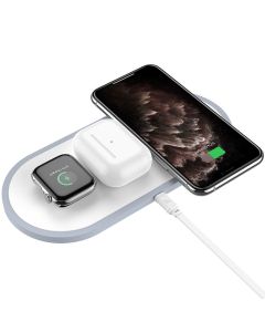HOCO wireless fast charger HANDSOME 3 in 1 ( mobile + watch + headset ) CW24 white