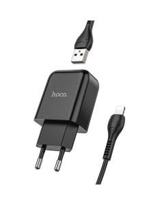 HOCO travel charger USB A + cable USB A to Lightning 2.1A N2 black