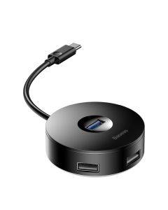 BASEUS HUB round box adapter Type C to USB3.0 / 3x USB2.0 / Micro USB Black CAHUB-G01