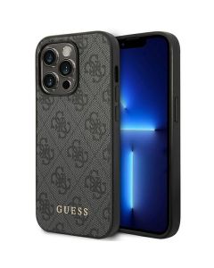 GUESS case for IPHONE 14 Pro GUHCP14LG4GFGR (4G Gold Logo) grey
