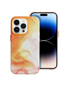LEATHER MAG COVER case for IPHONE 14 Pro orange splash