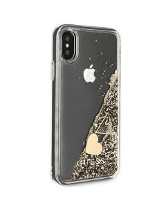 GUESS case for IPHONE X / XS GUOHCPXGLHFLGO (Charms 2 Liquid Glitter) gold