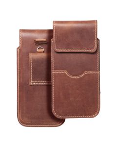 ROYAL Crazy Horse - Leather universal flap pocket / brown - Size 2XL+wide - SAMSUNG A12 / NOTE 9 / XIAOMI REDMI NOTE 10 PRO