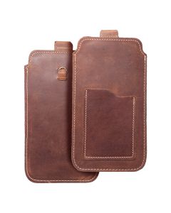 ROYAL Crazy Horse - Leather universal pull-up pocket / brown - Size 2XL+wide - SAMSUNG A12 / NOTE 9 / XIAOMI REDMI NOTE 10 PRO