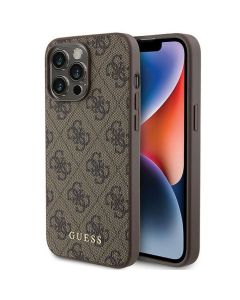 GUESS case for IPHONE 15 Pro Max GUHCP15XG4GFBR (4G Metal Logo) brown