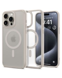SPIGEN case ULTRA HYBRID MAG compatible with MagSafe for IPHONE 15 Pro frost natural titanium