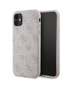 GUESS case for IPHONE 11 compatible with MagSafe GUHMN61G4GFRP (4G Ring classic logo) pink