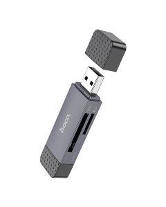 HOCO card reader 2in1 USB A + Type C 3.0 metal gray
