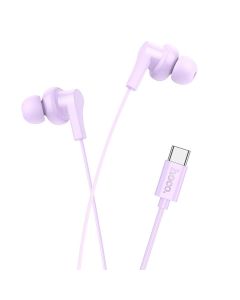 HOCO wire earphones Type C with microphone M114 purple