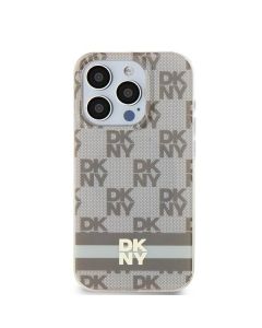 DKNY case for IPHONE 14 compatible with MagSafe DKHMP14SHCPTSE (DKNY HC MagSafe PC TPU Checkered Pattern W/Printed Stripes) beige