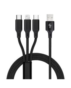 Cable 3in1 USB A to Lightning / Type C / Micro USB C171 1 2 m black