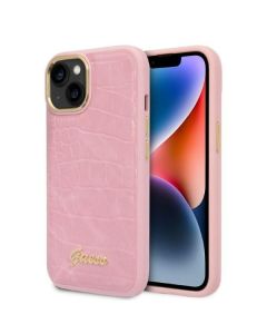 GUESS case for IPHONE 13 / 14 / 15 GUHCP14SHGCRHP (Croco Collection) pink