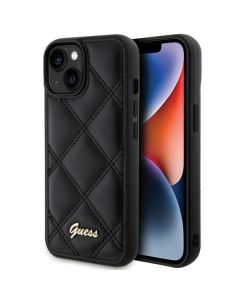 GUESS case for IPHONE 13 / 14 / 15 GUHCP15SPSQSQSK (Quilted Metal Logo) black