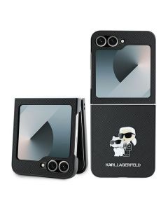KARL LAGERFELD case for SAMSUNG Z Flip 6 KLHCZF6SAPKCNPK (HC Saffiano KC Metal Pin) black