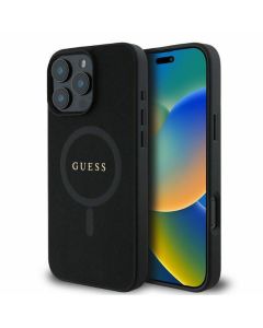 GUESS case for IPHONE 16 Pro Max compatible with MagSafe GUHMP16XPSAHMCK (PU Saffiano Classic Logo) black