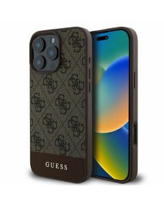 GUESS case for IPHONE 16 Pro GUHCP16LG4GLBR (PC/TPU 4G PU Bottom Stripe) brown
