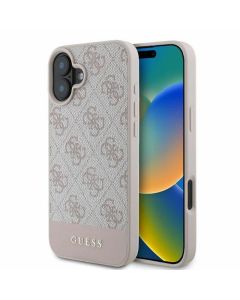 GUESS case for IPHONE 16 GUHCP16SG4GLPI (4G PU Bottom Stripe) pink