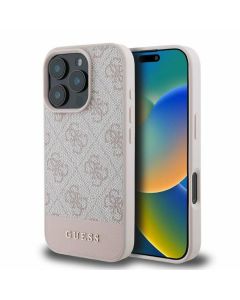 GUESS case for IPHONE 16 Pro GUHCP16LG4GLPI (4G PU Bottom Stripe) pink