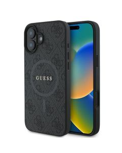 GUESS case for IPHONE 16 Plus compatible with MagSafe GUHMP16MG4GFRK (PU 4G Ring Classic Logo) black