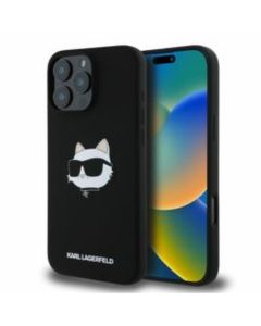 KARL LAGERFELD case for IPHONE 16 Pro compatible with MagSafe KLHMP16LSCHPPLK (Sil Choupette Head Print) black