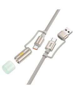 HOCO cable All-in-one USB A / Type C to Type C / LED Light 3A 60W U138 1 2 m grey