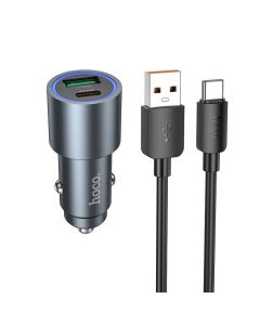 HOCO car charger USB A + Type C + cable USB A to Type C PD QC3.0 48W Z60 black