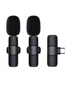 Wireless lavalier microphone Type C double with long hair (2 in set) K1 black